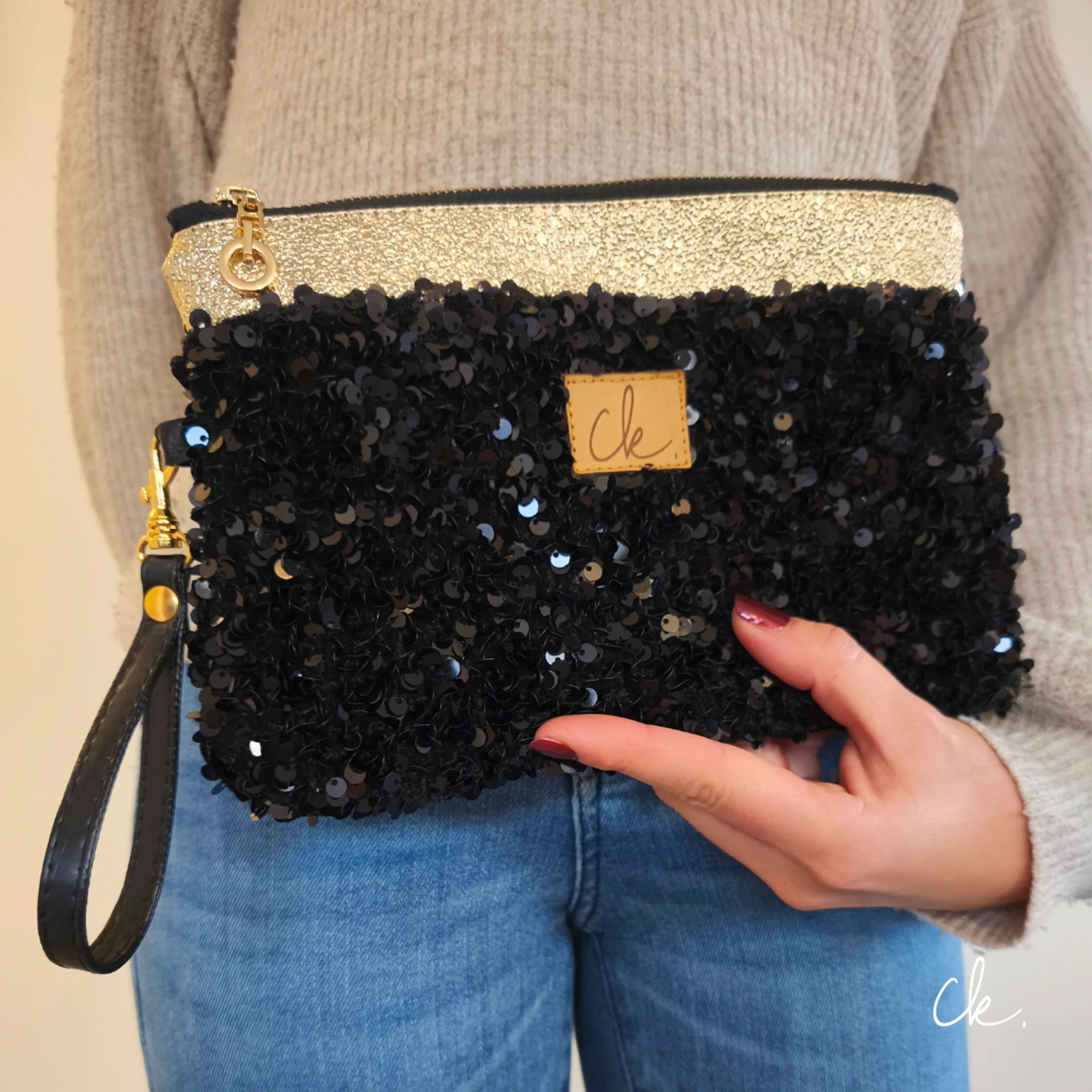 pochette Beli noir doré pochette Beli noir doré